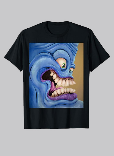 image of product blue face t-shirt men black