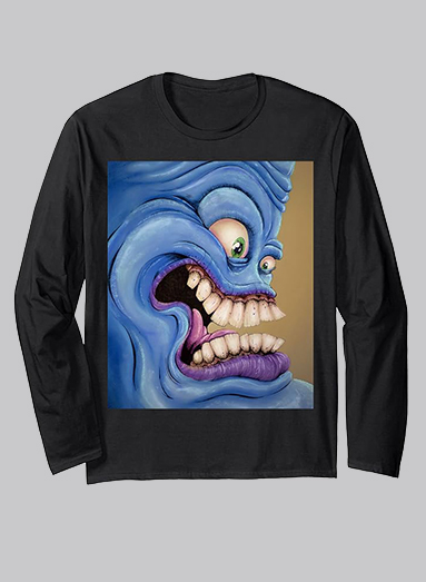 image of product blue face long sleeve adult unisex black