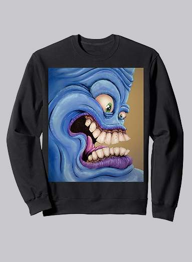 image of product blue face sweatshirt adult unisex black
