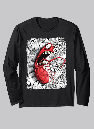 image of product red bug long sleeve adult unisex black
