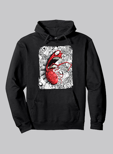 image of product red bug pullover hoodie adult unisex black