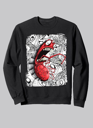 image of product red bug sweatshirt adult unisex black